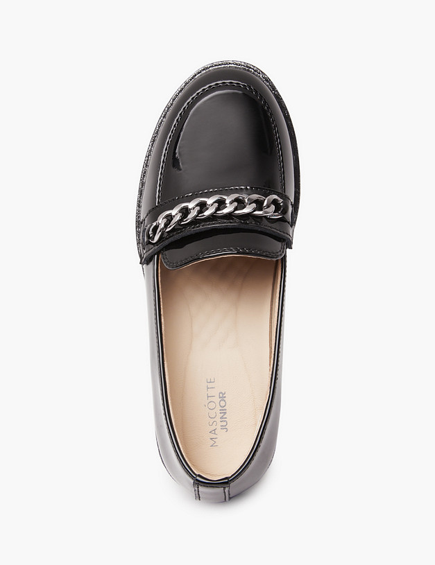 Черные лакированные лоферы для девочек MASCOTTE 250-411161-0702 | ракурс 7 Черные лакированные лоферы для девочек MASCOTTE 250-411161-0702 | ракурс 7
