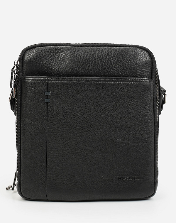 622-1206-102 Сумка мужская нат.кожа/текстиль черн, S, Mascotte