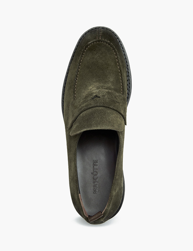 Оливковые велюровые мужские лоферы MASCOTTE 128-3221515-2225M | ракурс 4