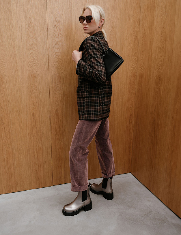 Серебристые женские челси на массивной подошве MASCOTTE 233-421523-0116 | ракурс 1