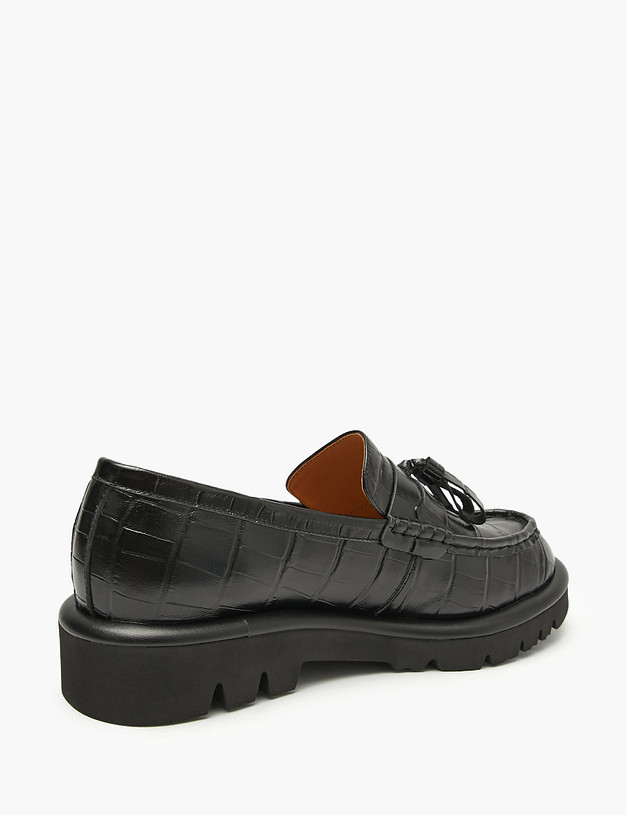 Черные женские лоферы с тиснением MASCOTTE 126-522113-0102 | ракурс 3