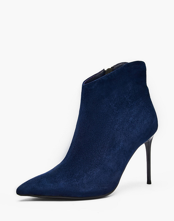 126-523921-0603 Ботинки женские велюр/ворсин синий, Mascotte