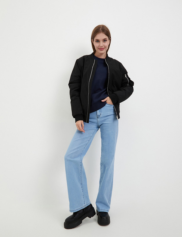 Черный женский бомбер MASCOTTE 234-3302-2402 | ракурс 3