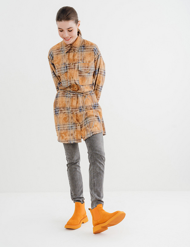 Оранжевые женские челси из велюра MASCOTTE 172-3201224-4641M | ракурс 1