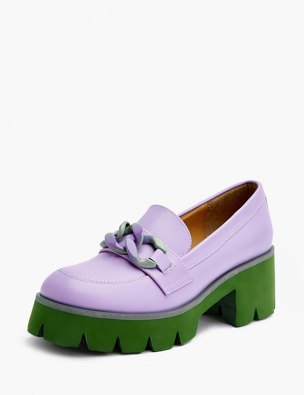 Фиолетовые женские лоферы с контрастной подошвой MASCOTTE 126-312811-0107 | ракурс 3