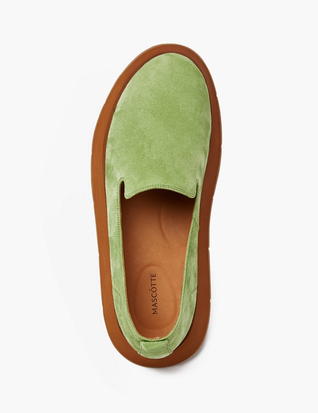 Зеленые женские велюровые слипоны MASCOTTE 172-3201315-4638M | ракурс 6