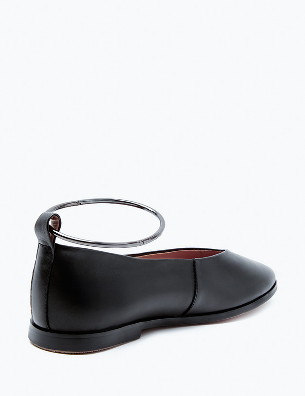 Черные женские балетки с металлическим браслетом MASCOTTE 233-4124911-3501M | ракурс 3