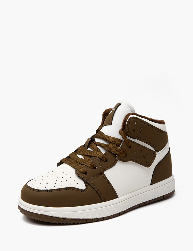 Коричневые высокие детские кроссовки с молочным вставкам MASCOTTE 234-423921-0609 | ракурс 3