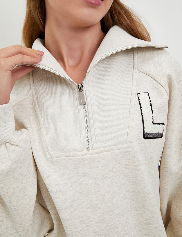 Серо-бежевый женский свитшот с молнией MASCOTTE 234-3293-2608 | ракурс 6