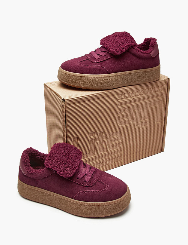 Бордовые женские кеды на меху MASCOTTE 234-525641-0205 | ракурс 8