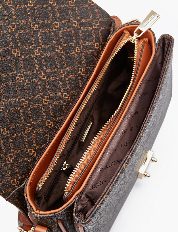 Коричневая женская сумка с фирменным принтом MASCOTTE 602-2205-609 | ракурс 4