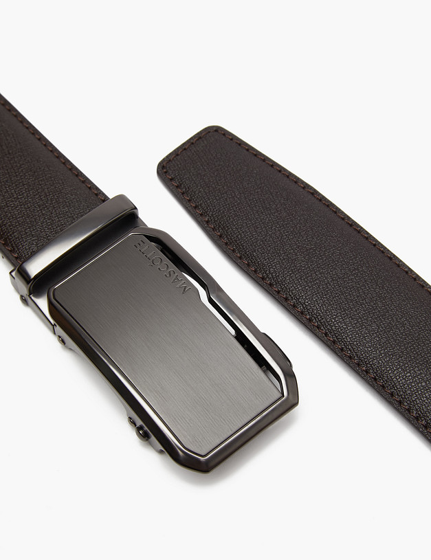 Темно-коричневый кожаный мужской ремень MASCOTTE 703-3210-609 | ракурс 3 Темно-коричневый кожаный мужской ремень MASCOTTE 703-3210-609 | ракурс 3