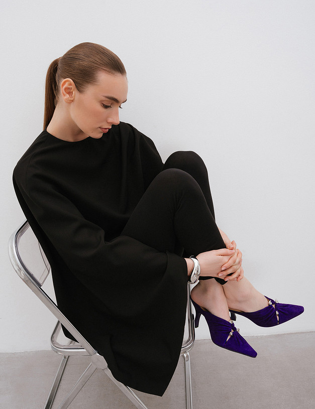 Темно-фиолетовые женские мюли на каблуке MASCOTTE 175-5163211-0603 | ракурс 1