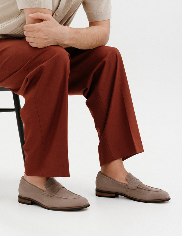 Бежевые мужские лоферы из велюра и кожи MASCOTTE 175-510411-4667M | ракурс 2