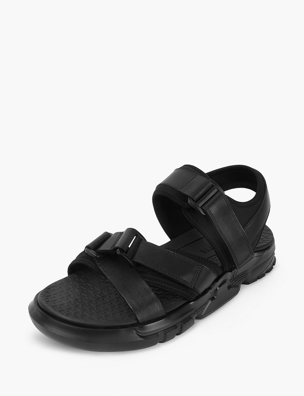 Черные кожаные мужские сандалии MASCOTTE 128-214022-0102 | ракурс 3