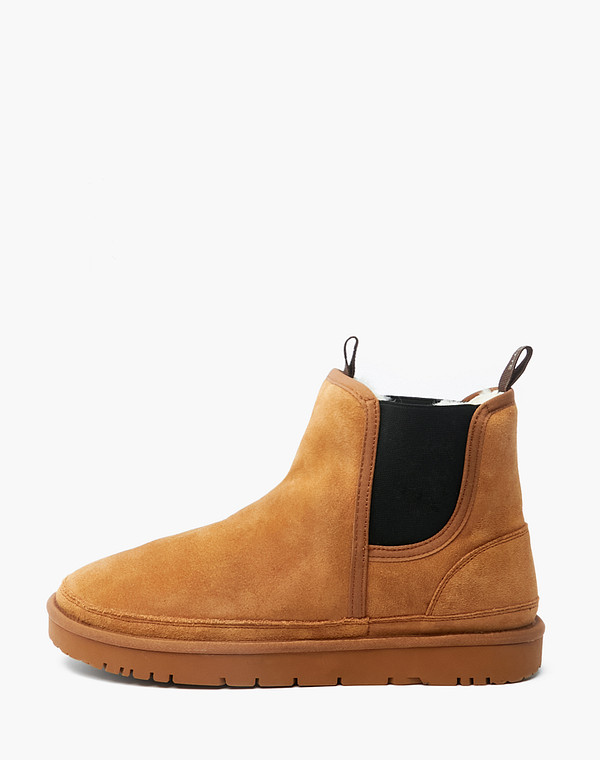 128-229335-0213 Ботинки мужские велюр-резина/мех рыж-черн, Mascotte