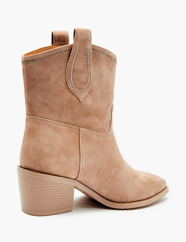 Бежевые женские казаки из велюра MASCOTTE 233-3205816-3612M | ракурс 4