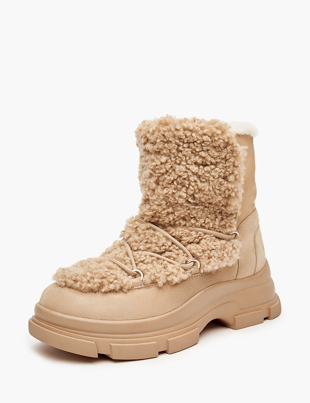 Бежевые женские ботинки на меху MASCOTTE 233-3201938-0608 | ракурс 3 Бежевые женские ботинки на меху MASCOTTE 233-3201938-0608 | ракурс 3