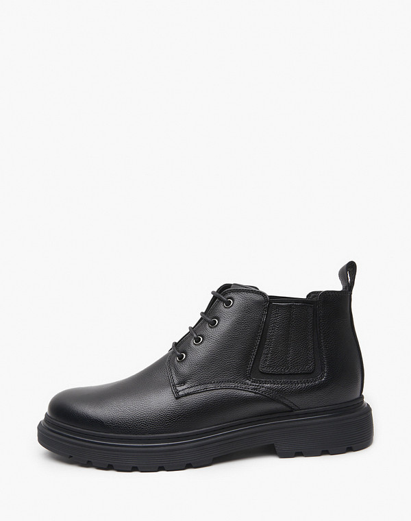 128-424421-0102 Ботинки мужские нат.кожа/ворсин-нат.кожа черн, Mascotte