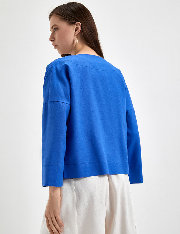 Синий женский жакет свободного кроя MASCOTTE 790-3115-2703 | ракурс 1 Синий женский жакет свободного кроя MASCOTTE 790-3115-2703 | ракурс 1