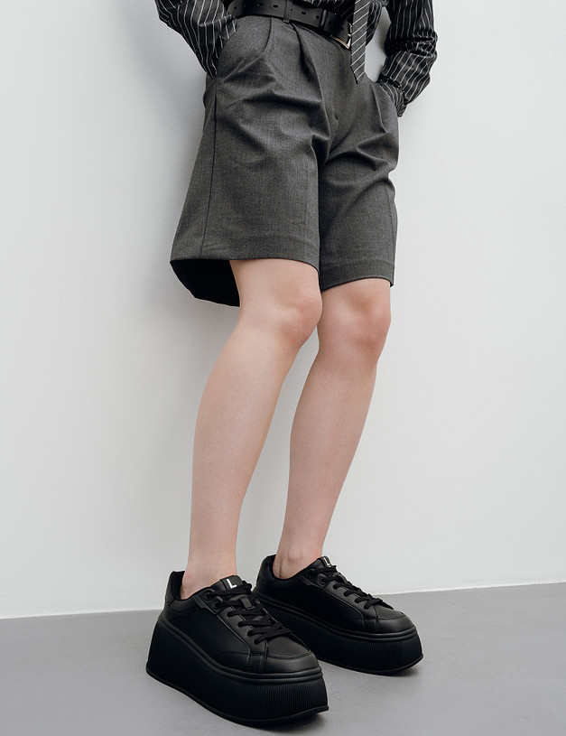 Черные женские кеды на платформе MASCOTTE 64-411721-0602 | ракурс 1