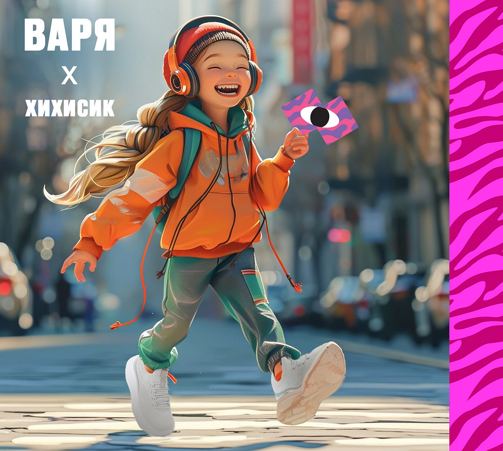 Девочка Варя и маскотикс Хихисик