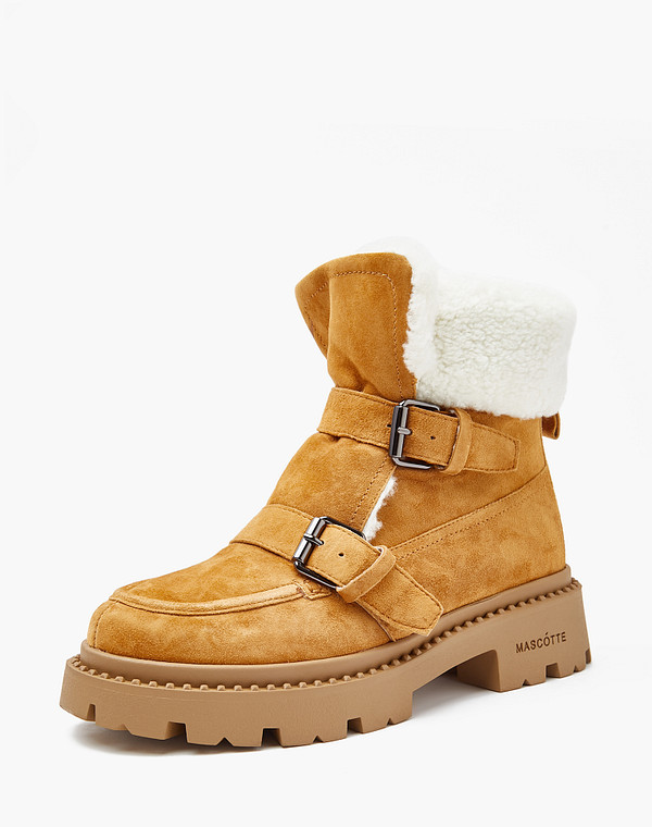 233-3201735-3689M Ботинки женские велюр-мех/мех рыж-бел, Mascotte