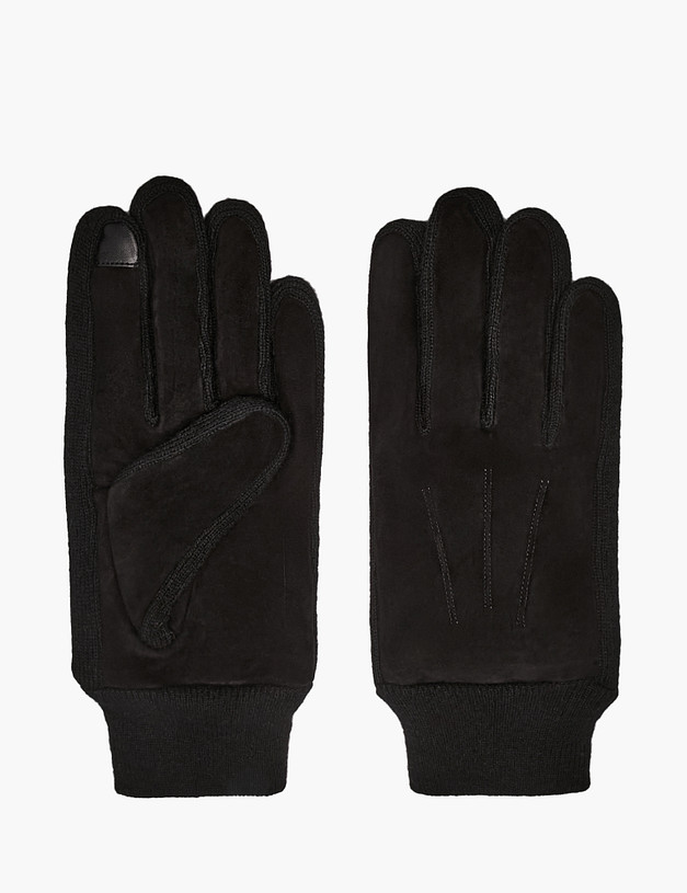 Черные мужские перчатки из велюра MASCOTTE 709-5206-0602 | ракурс 2