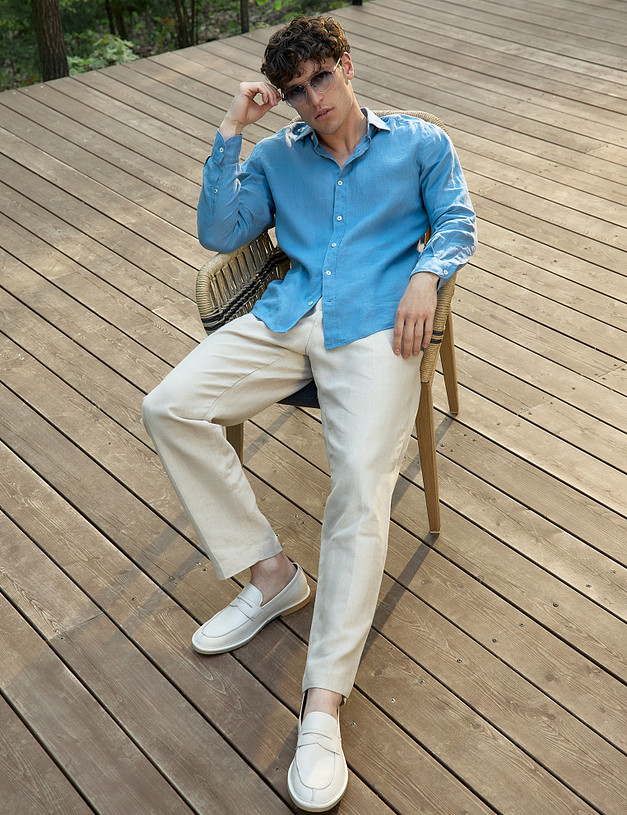 Молочные мужские лоферы MASCOTTE 22-511811-0101 | ракурс 2