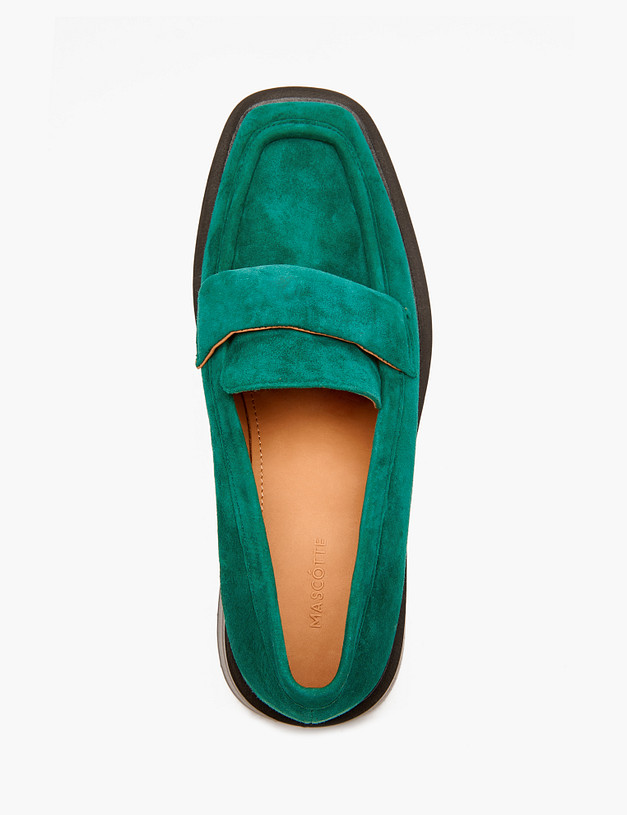 Зеленые женские лоферы из велюра MASCOTTE 233-3204411-0604 | ракурс 5