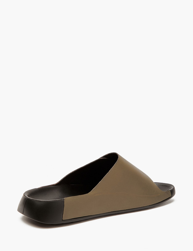 Оливковые кожаные мужские сабо MASCOTTE 128-413262-0104 | ракурс 3