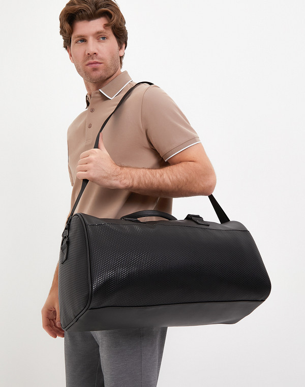 877-4101-602 Сумка дорожная М/Ж и.кожа/текстиль черн, L, Mascotte