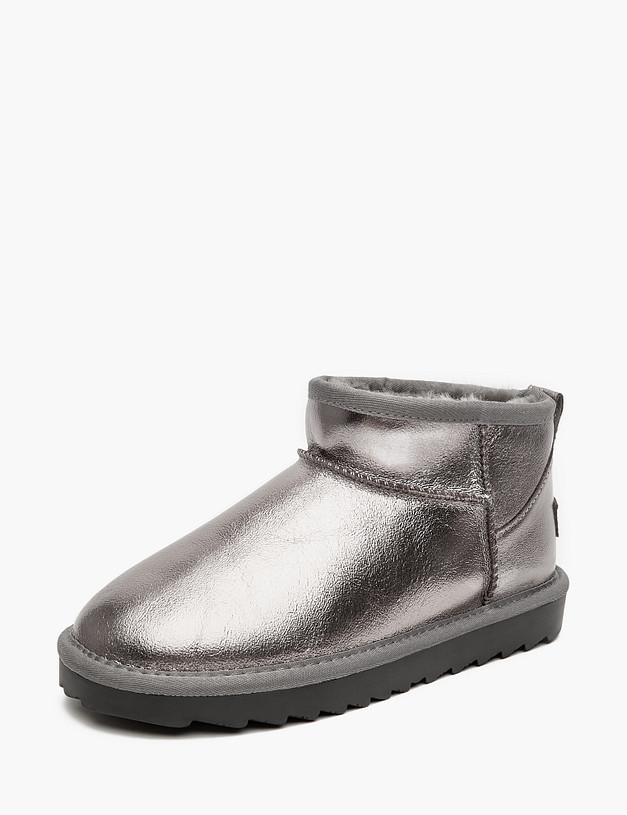 Короткие женские угги темно-серебряного цвета MASCOTTE 234-1225132-0116 | ракурс 3