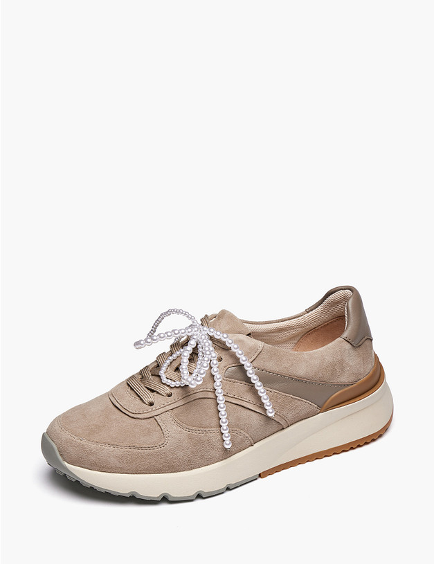 Бежевые женские кроссовки с украшением  MASCOTTE 22-6160127-5610M | ракурс 2