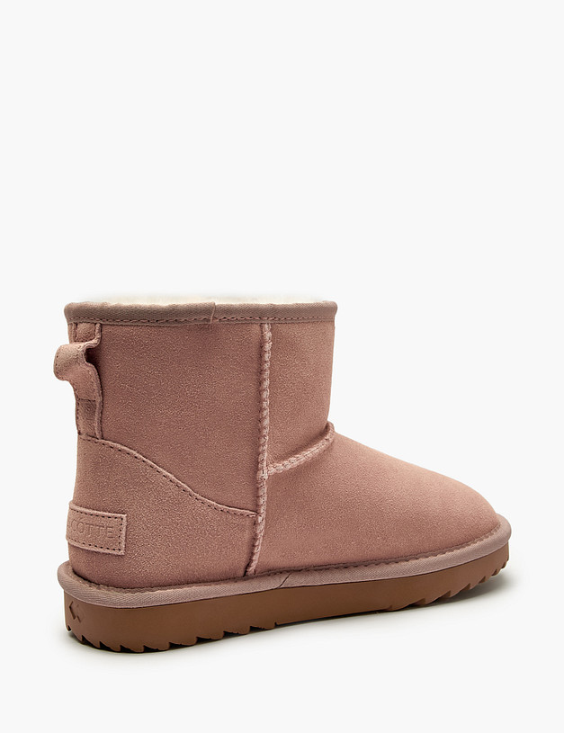 Бежево-пудровые женские угги из велюра MASCOTTE 234-1225131-0280 | ракурс 3