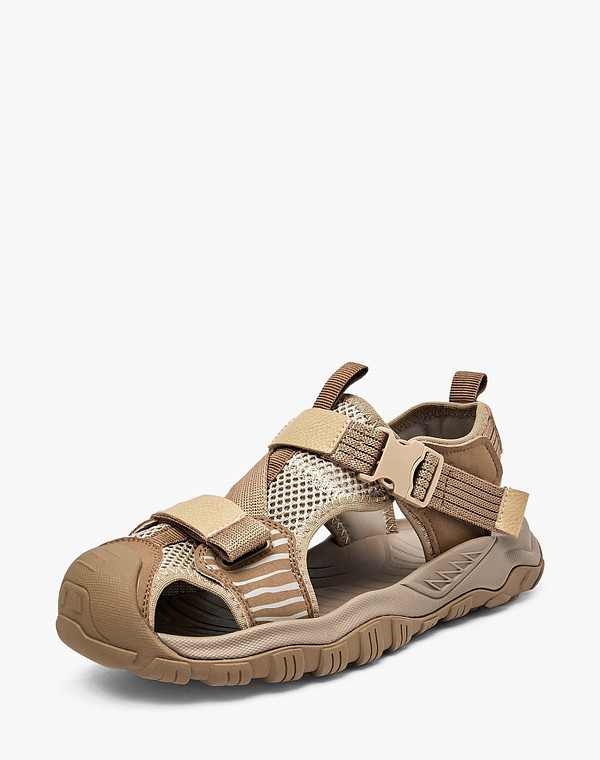 234-617221-0209 Туфли летние мальч./девич. текстиль-и.кожа/текстиль-и.кожа св.коричн-корич, Mascotte JUNIOR