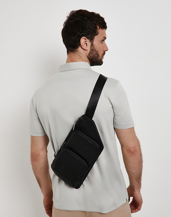 622-6117-102 Сумка мужская нат.кожа/текстиль черн, S, Mascotte