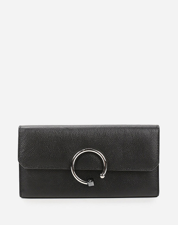 628-0111-102 Кошелёк жен. нат.кожа-и.кожа/текстиль черн, Mascotte