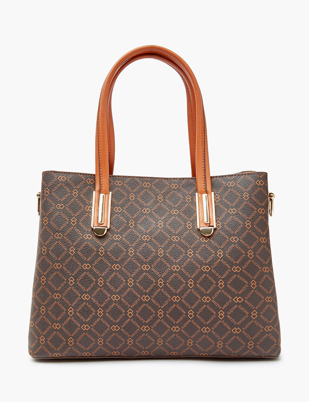 Коричневая женская сумка с фирменным принтом MASCOTTE 602-2208-609 | ракурс 2