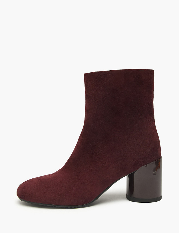 Бордовые женские велюровые ботильоны MASCOTTE 234-529921-0205 | ракурс 1
