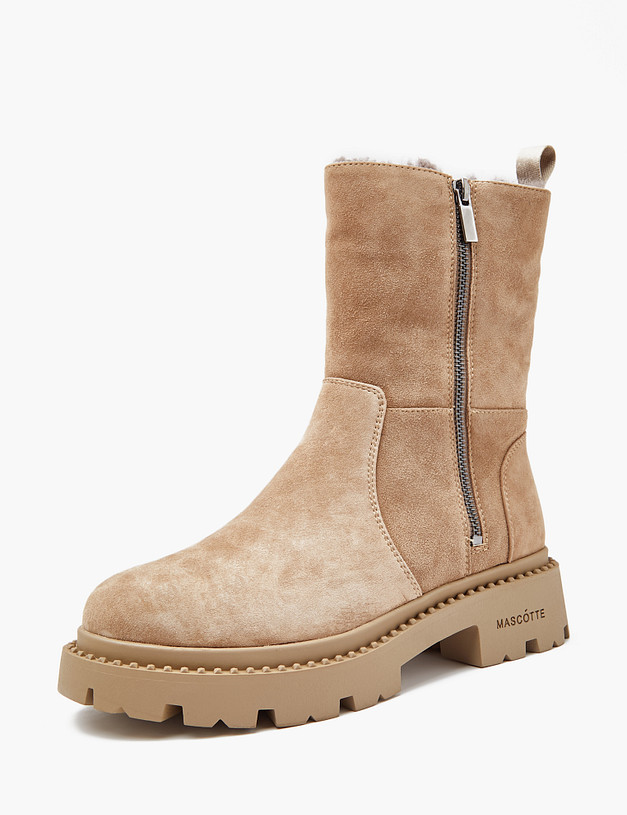 Бежевые женские зимние ботинки MASCOTTE 233-3201736-3671M | ракурс 2