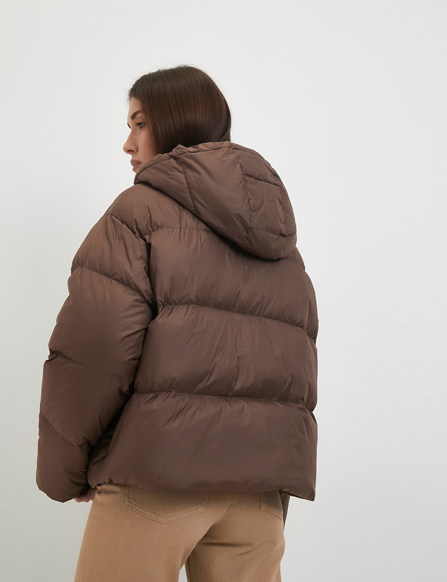 Коричневая женская дутая куртка с ярким подкладом MASCOTTE 234-3300-2409 | ракурс 7