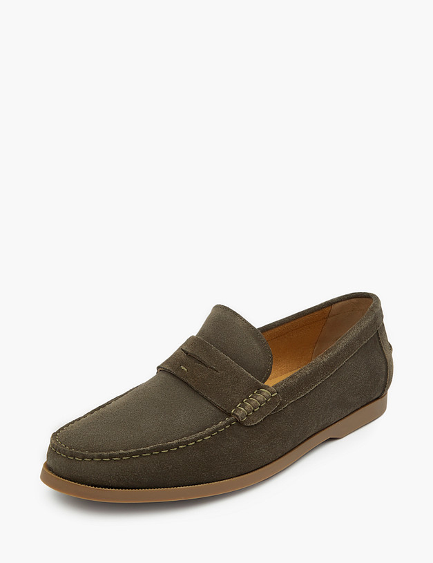 Оливковые мужские мокасины из велюра MASCOTTE 128-313521-0204 | ракурс 2 Оливковые мужские мокасины из велюра MASCOTTE 128-313521-0204 | ракурс 2