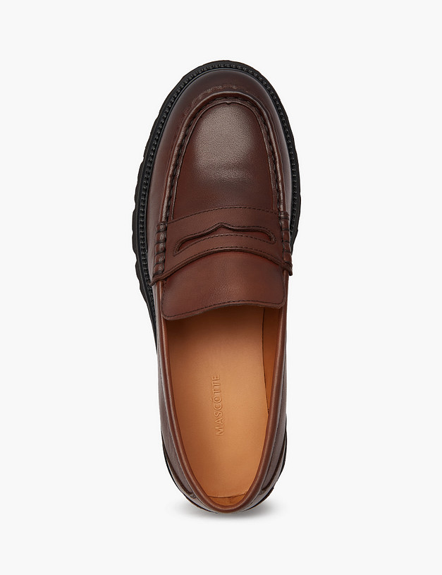 Коричневые кожаные женские лоферы MASCOTTE 58-324411-0109 | ракурс 4