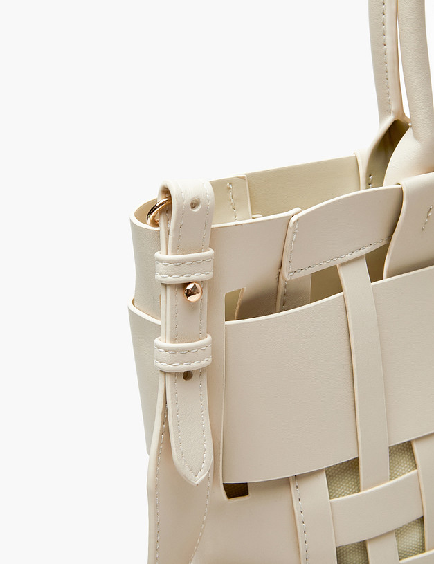 Молочная женская сумка с плетеным дизайном MASCOTTE 647-4102-601 | ракурс 5