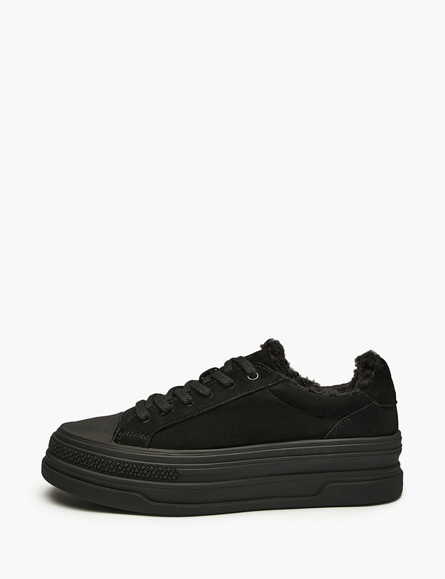 Черные женские кеды с мехом MASCOTTE 58-42417412-3605M | ракурс 1 Черные женские кеды с мехом MASCOTTE 58-42417412-3605M | ракурс 1