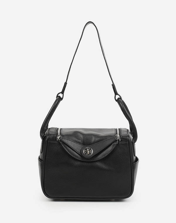 669-1208-102 Сумка женская нат.кожа/текстиль черн, S, Mascotte