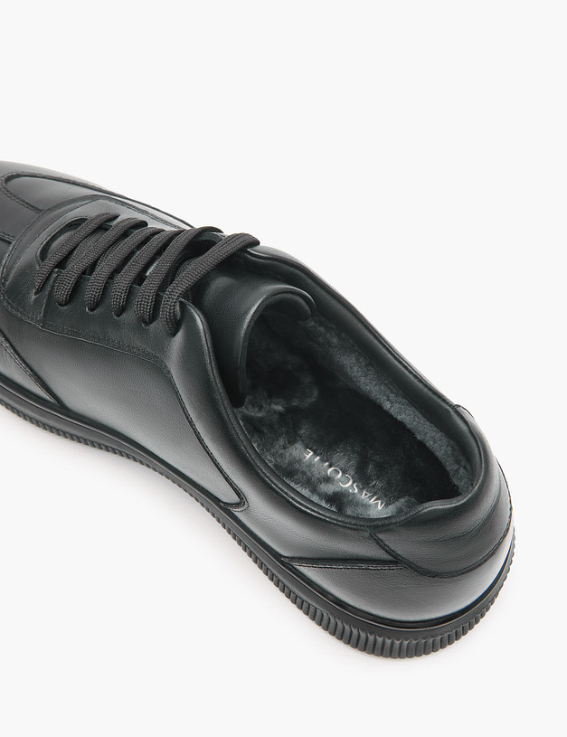 Черные мужские кожаные кеды на меху MASCOTTE 175-322433-0102 | ракурс 7