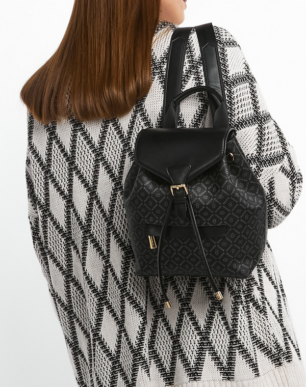 604-2202-602 Рюкзак женский и.кожа/текстиль черн, M, Mascotte