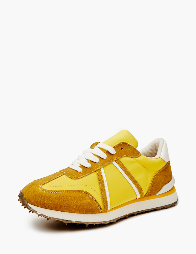 Желтые мужские кроссовки из текстиля и велюра MASCOTTE 128-4191121-0218 | ракурс 2